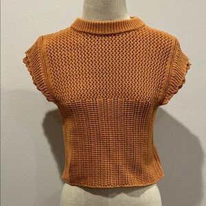 Chic Knit Cap Sleeve Sweater in Warm Orange